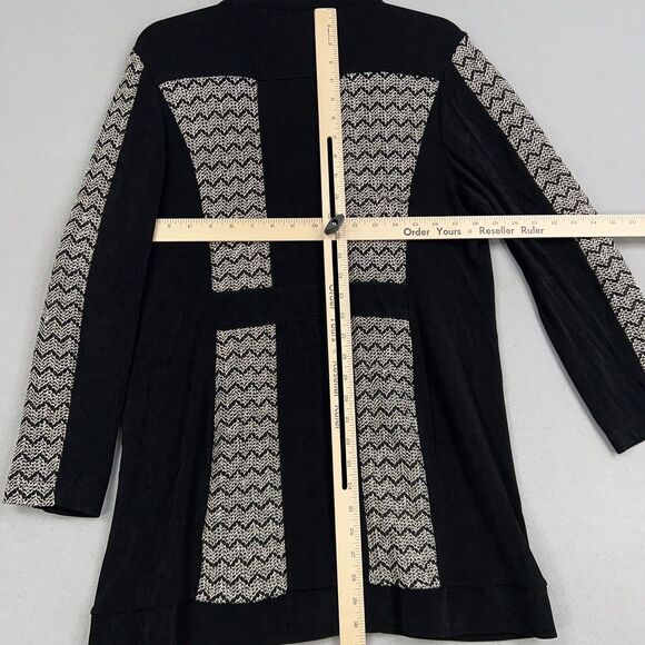 Chicos Travelers Jacket Womens 3 Black Metallic Chevron Open Boho Resort Evening - Picture 8 of 13